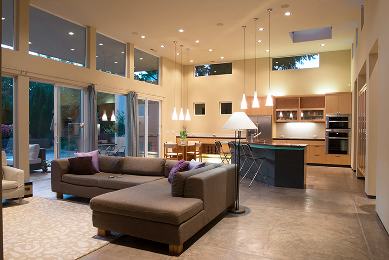 open concept kitchen living room