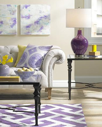 living room with purple detailing