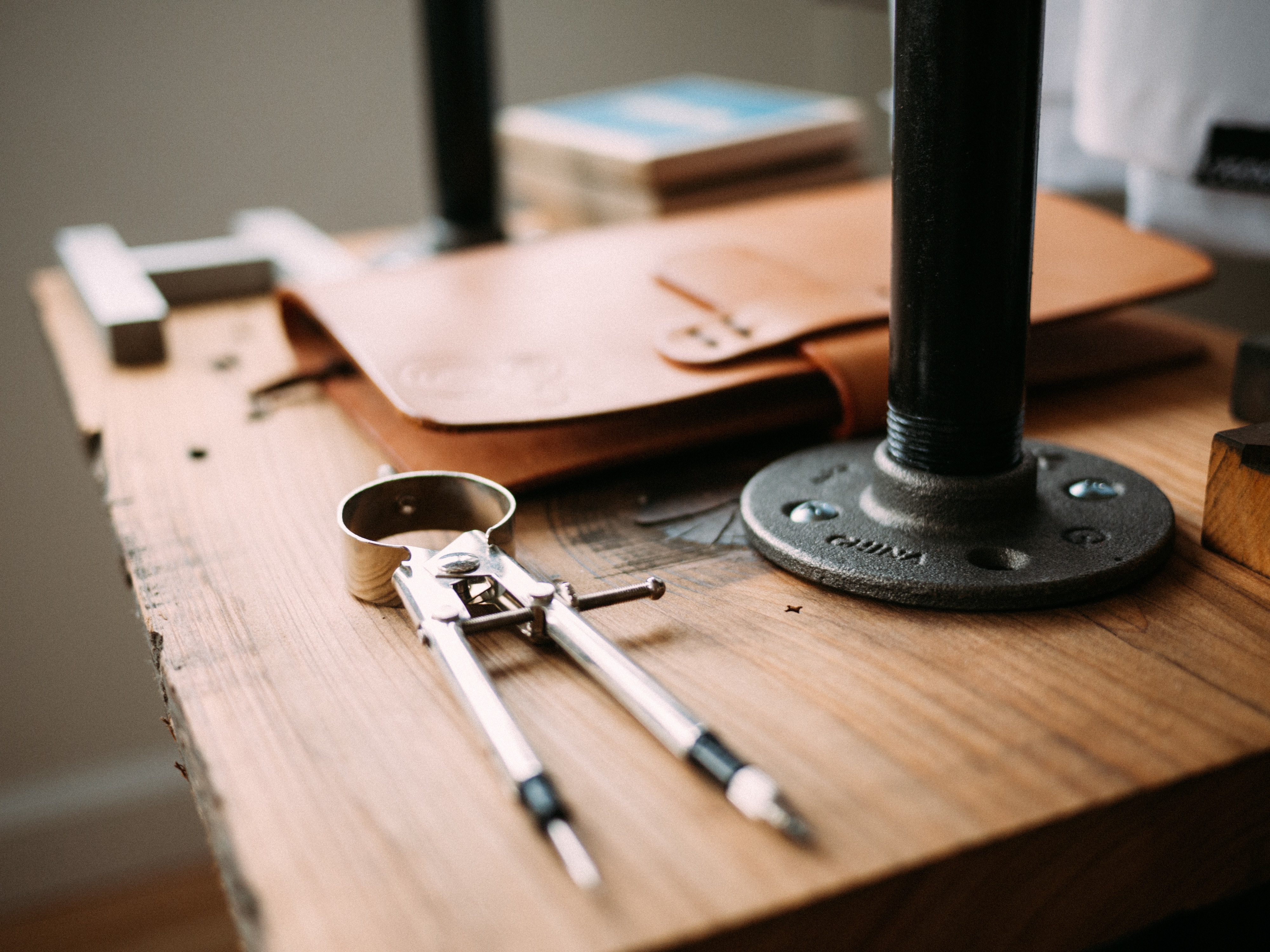 work table rustic reclaimed wood and cast iron details